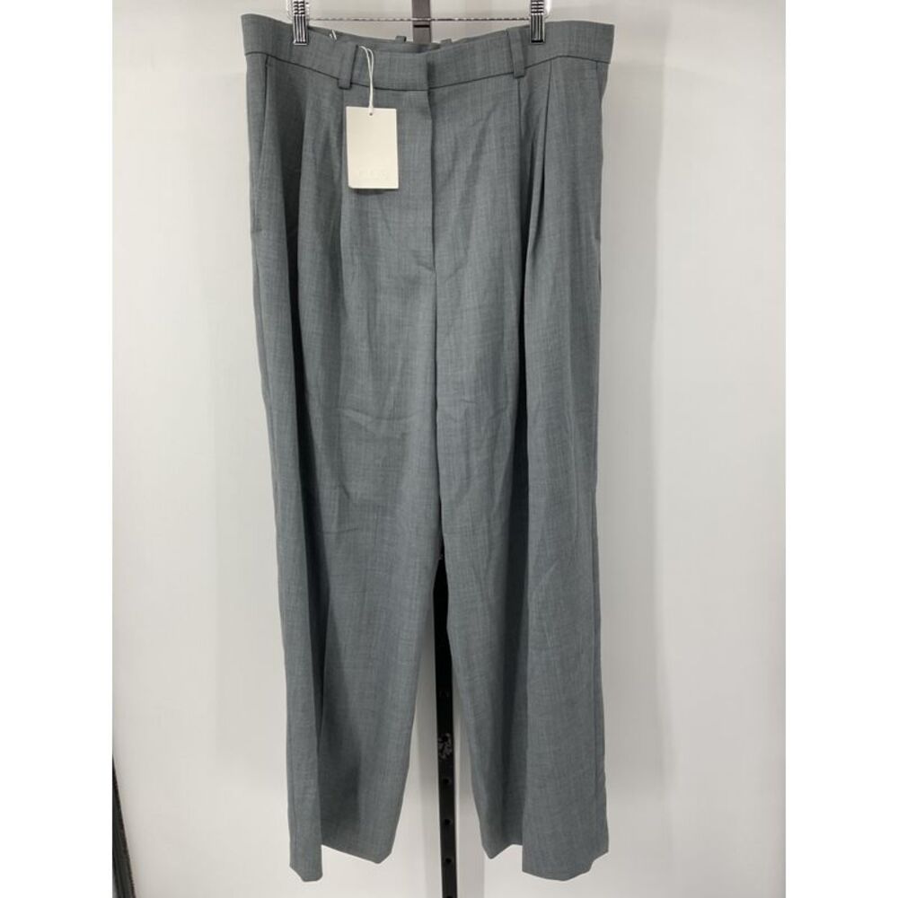 COS Women's Wide-Leg Tailored Wool-Blend Trousers Grey Pants 14